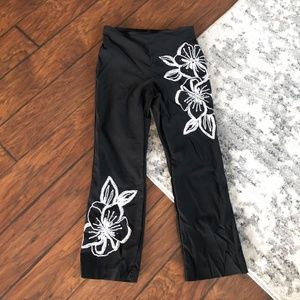 Joseph Ribkoff Pants Floral Embroidery Black 12